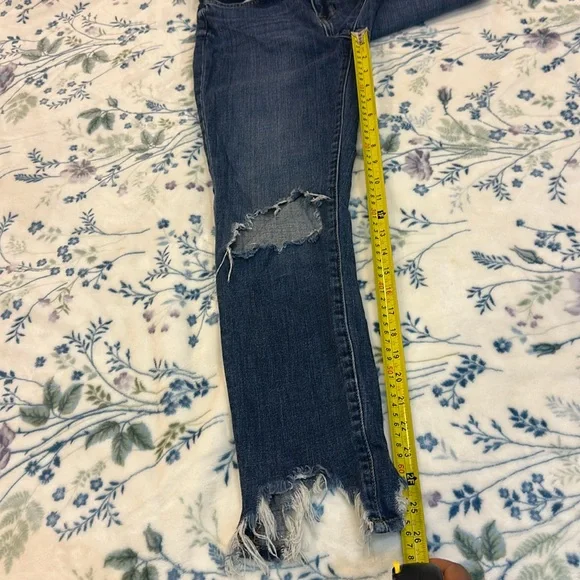 L’AGENCE Distressed Hi Line Rise Light Blue Women's Skinny Jeans Size 25